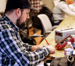 Student working with electricity