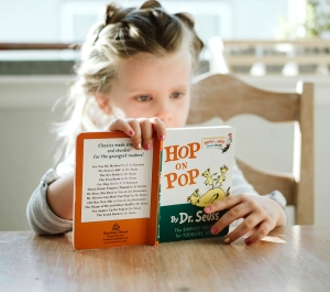 Child reading a book